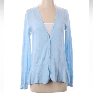 Lilly Pulitzer light blue cardigan with pearl buttons & ruffle hem $138 - Small
